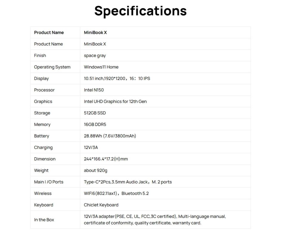 CHUWI MiniBook X buy in Canada