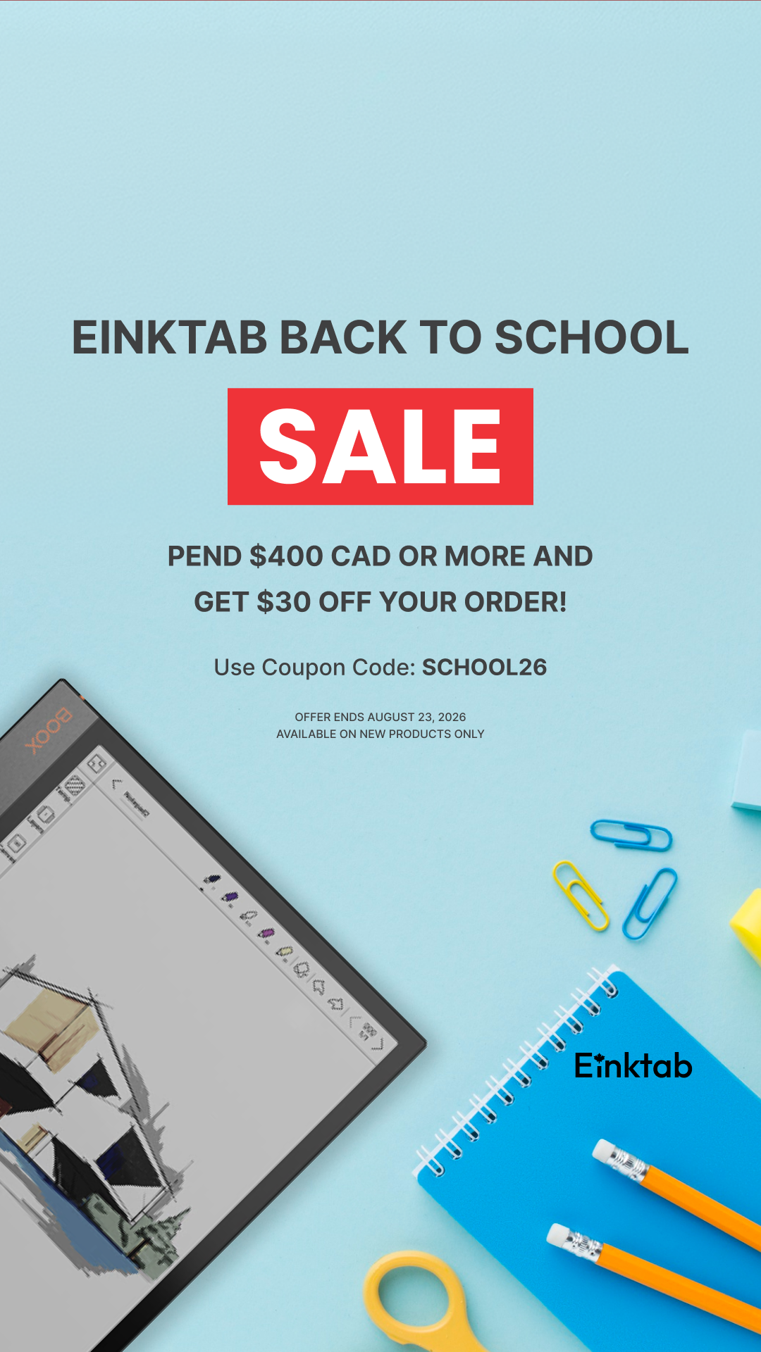 Banner Mobile Back to School 2026 - BOOX promo Canada